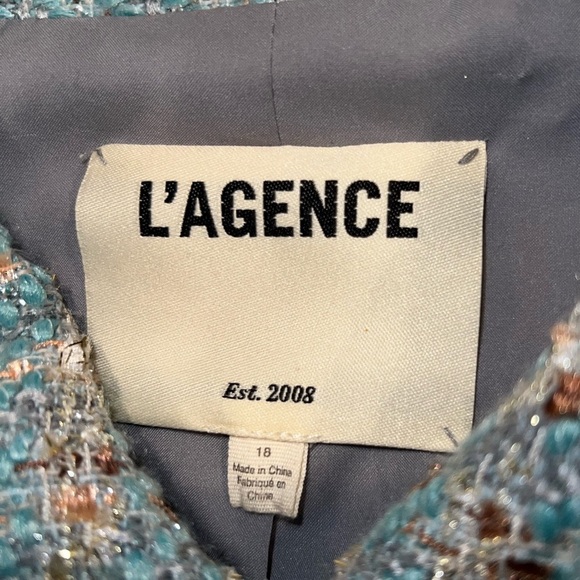 L'AGENCE Bridges Tweed Crop Jacket in Sage - Picture 5 of 15